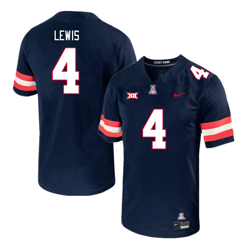 #4 Darryll Lewis Arizona Wildcats Jerseys Football Stitched-Navy